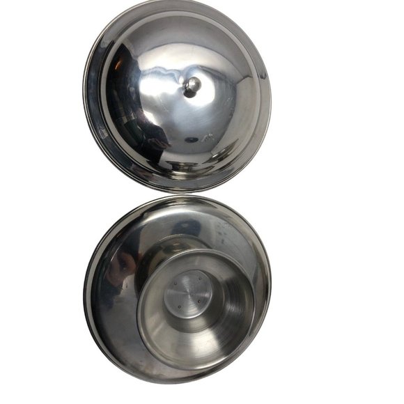 Lion Bentley Stainless Steel Flying Saucer Atomic Footed Serving Dishes Set of 3 - Picture 7 of 10